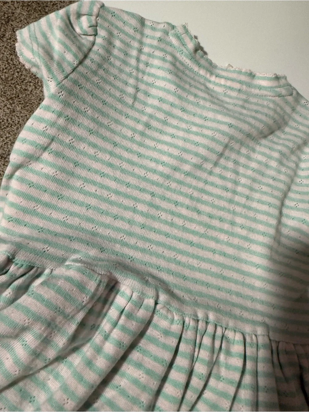 Tucker + Tate Mint Green and White Striped Short Sleeve Dress